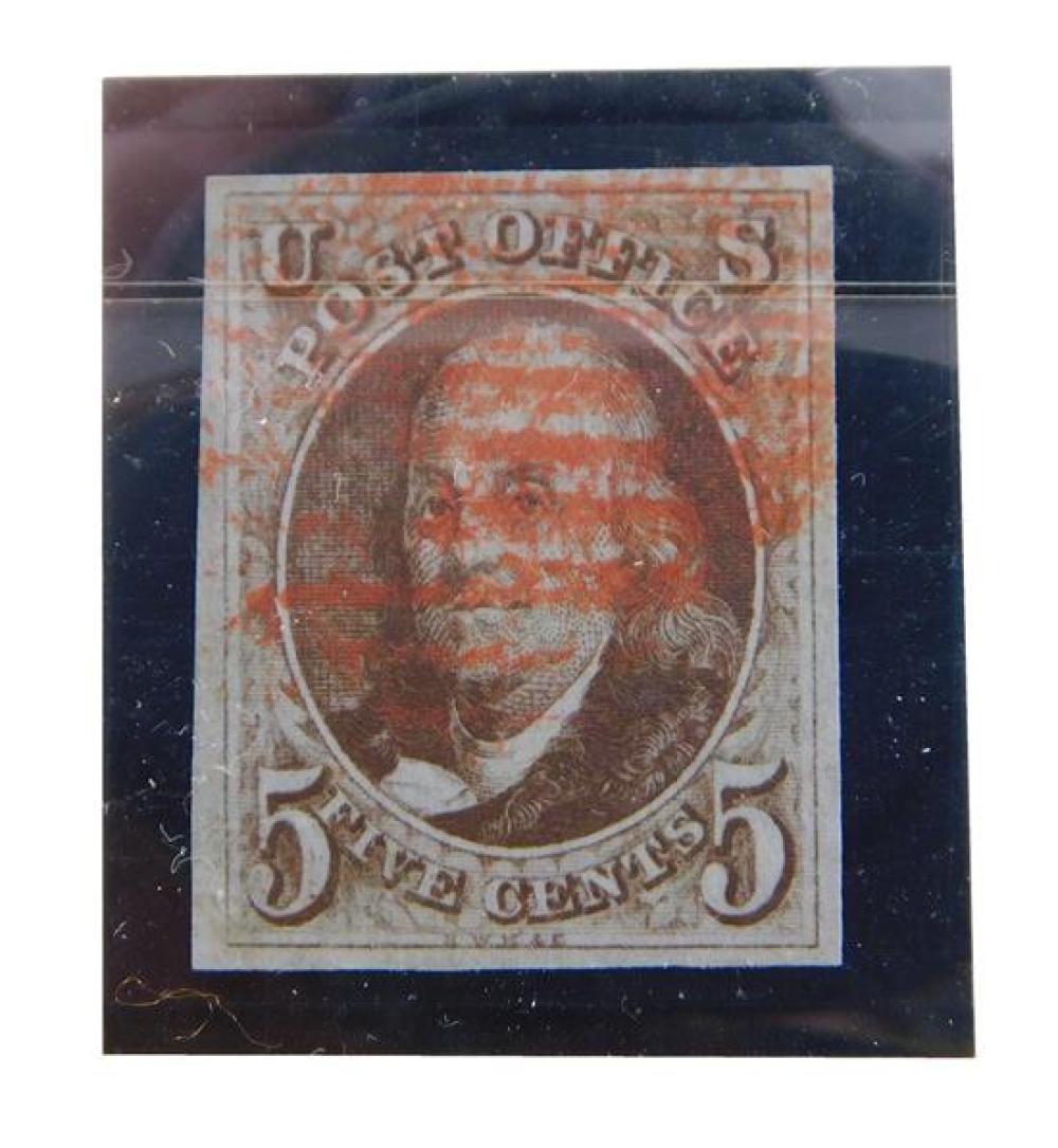 STAMPS: 1847 5 CENT B. FRANKLIN,