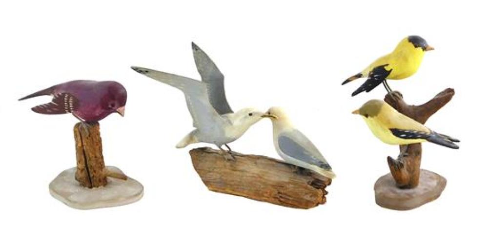 THREE BIRD CARVINGS ALL SIGNED 31d03a