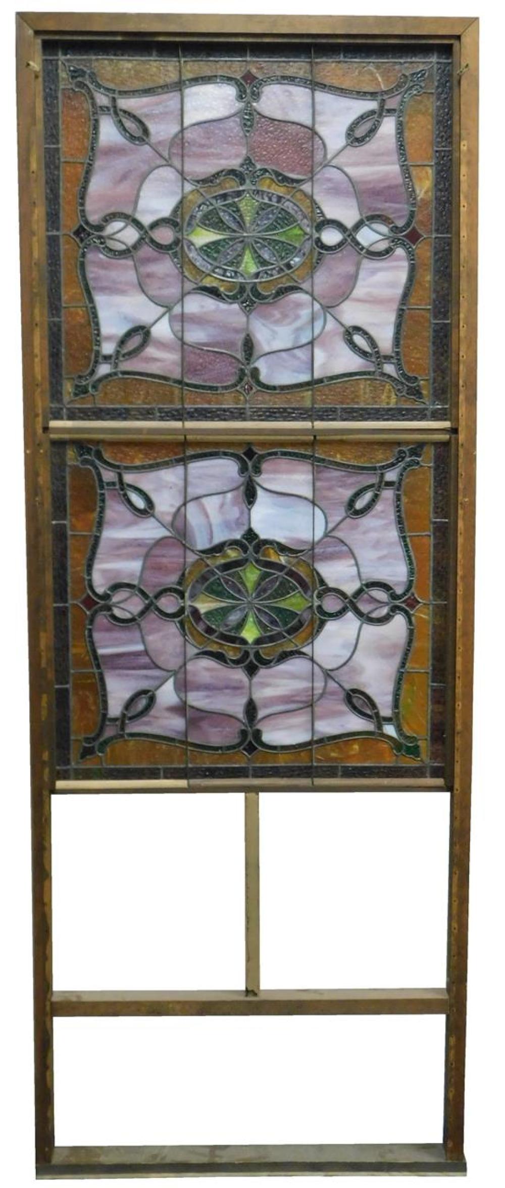 PAIR OF LEADED GLASS PANELS AMETHYST  31d079