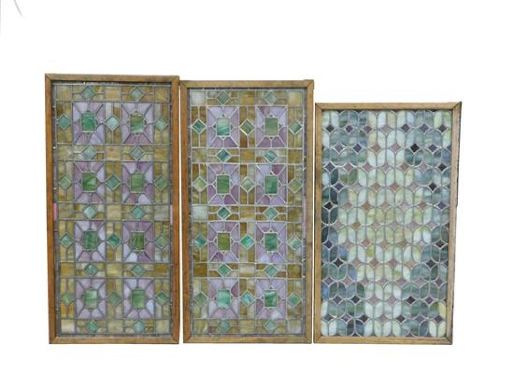 THREE LEADED GLASS PANELS A PAIR 31d080