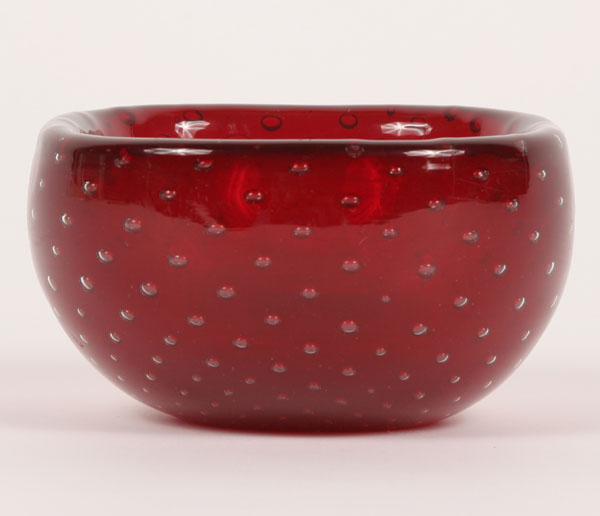 Venini red sommerso bowl with controlled 4fb4a