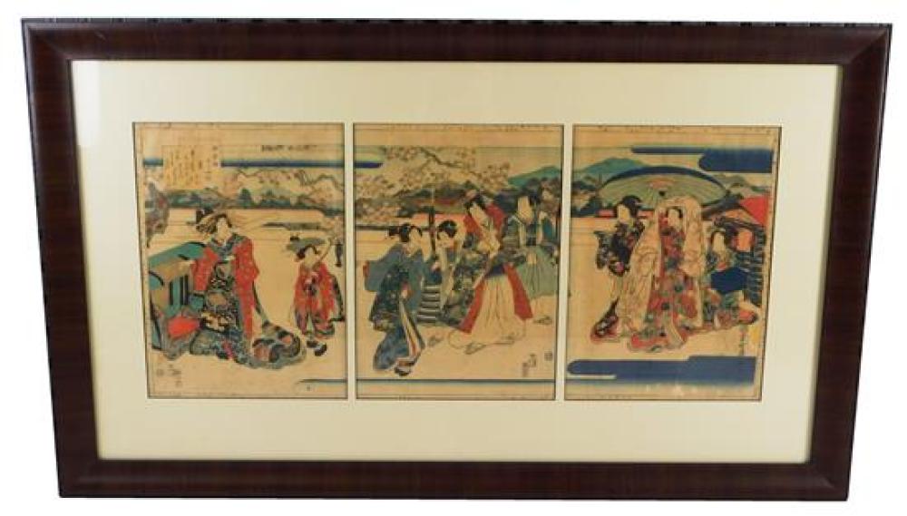 ASIAN: JAPANESE WOODBLOCK TRIPTYCH,