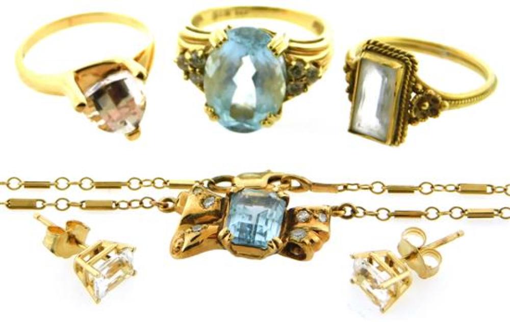 JEWELRY FIVE PIECES OF AQUAMARINE 31d102