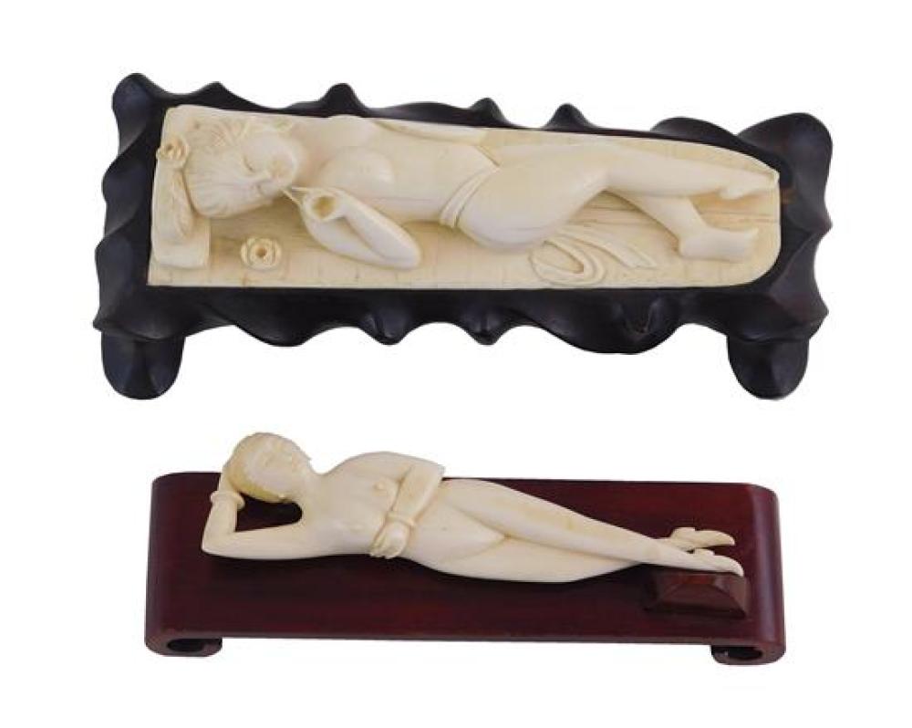 ASIAN: TWO IVORY DOCTOR DOLLS,