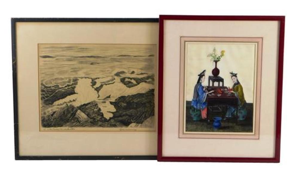 ASIAN TWO FRAMED ARTWORKS FUJI 31d118