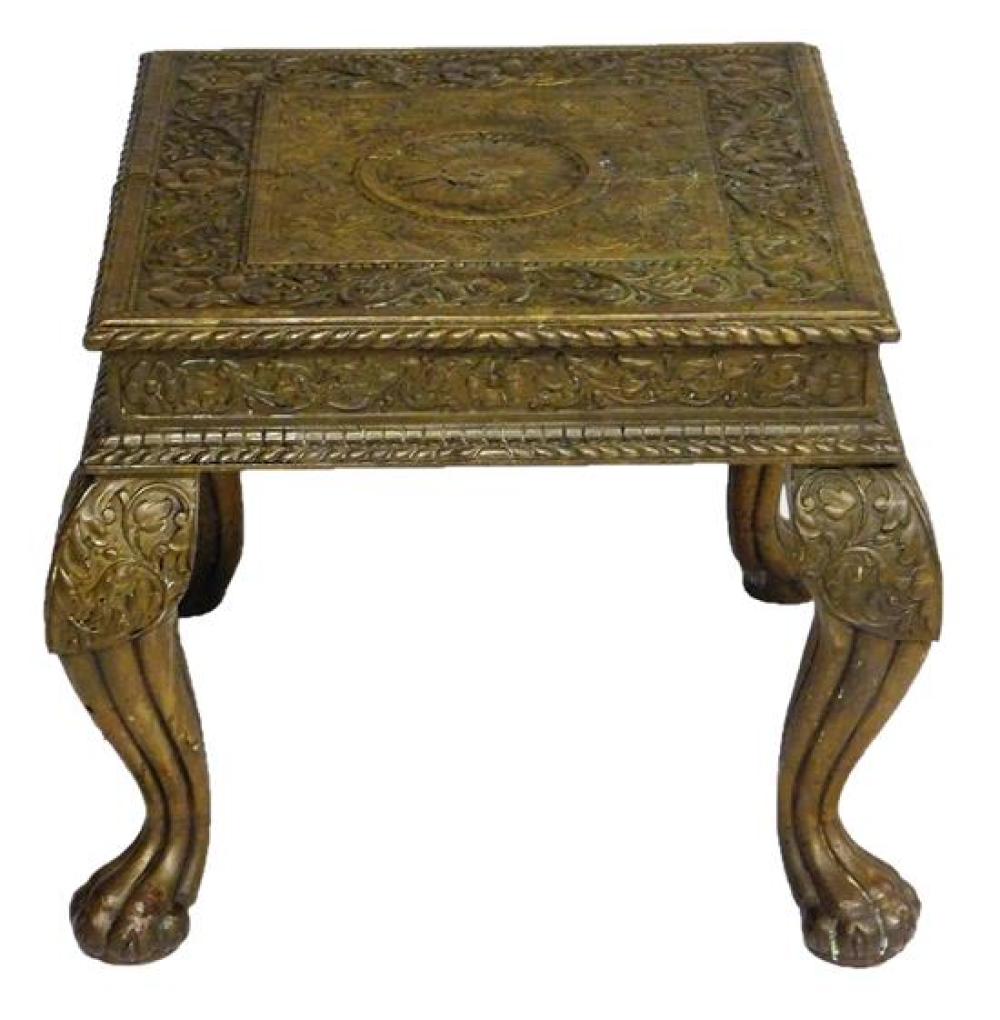 ASIAN: BRASS REPOUSSé STAND, FOUR