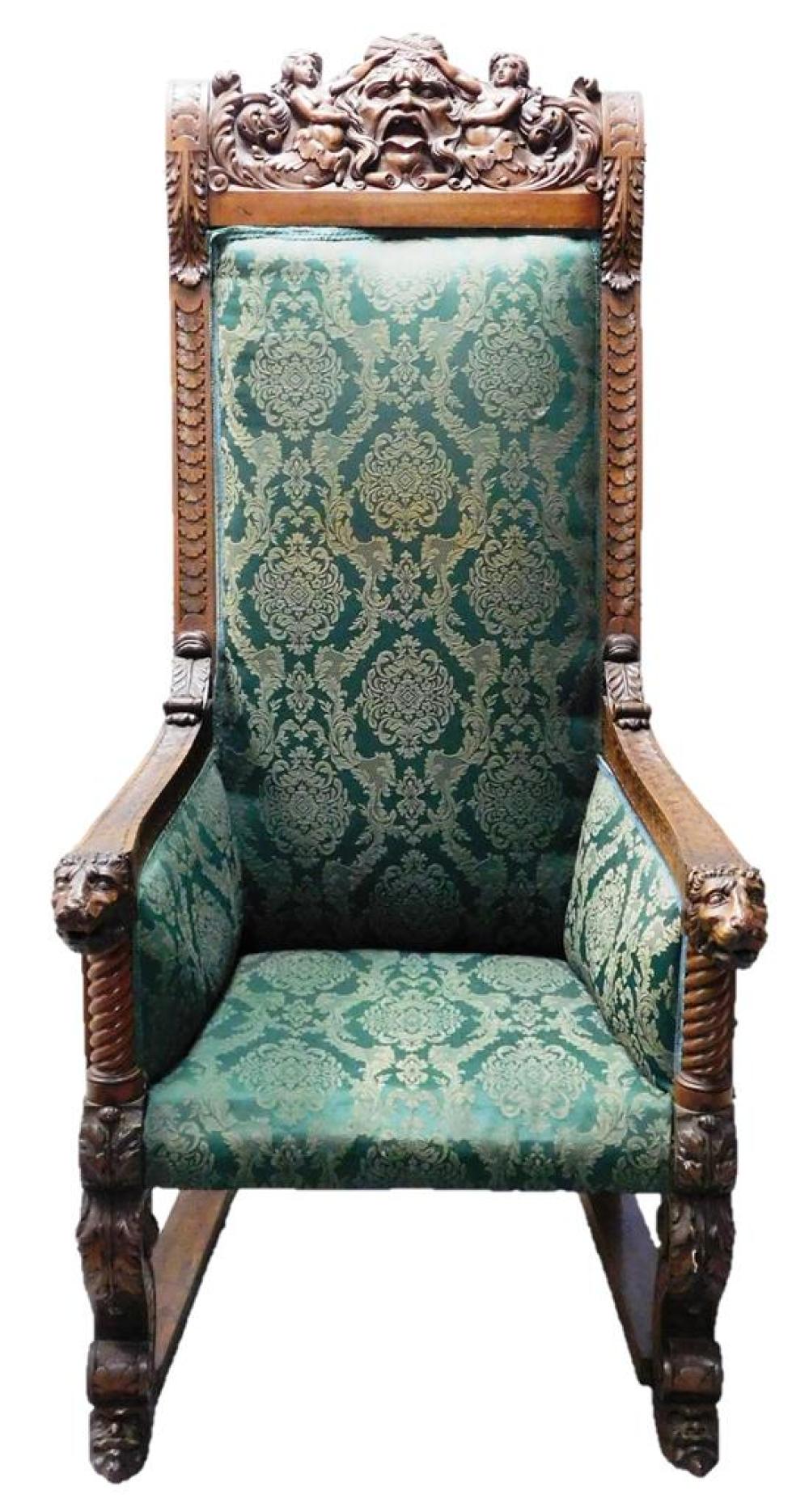 MONUMENTAL BAROQUE REVIVAL THRONE 31d15e