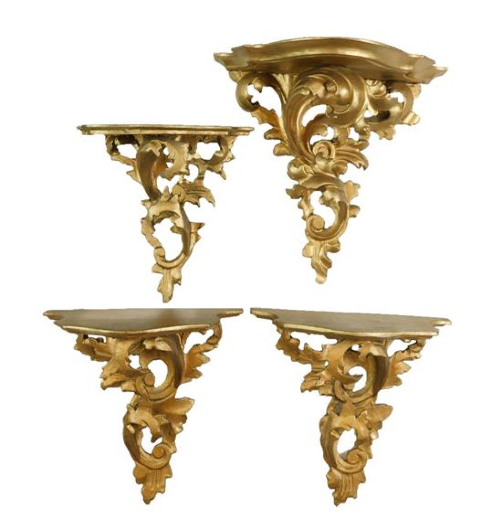 FOUR GILT SCROLL SHELVES 20TH 31d16c