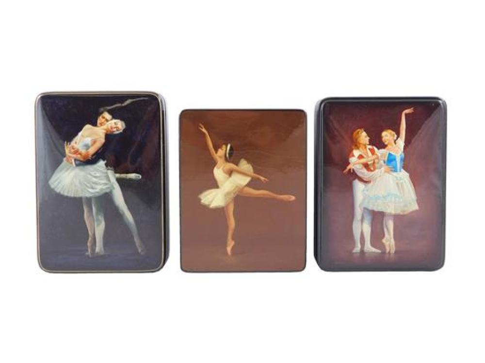 RUSSIAN HAND-PAINTED LACQUER BOXES,