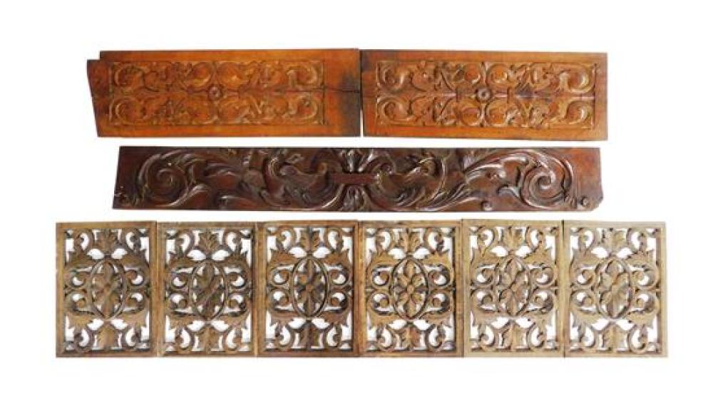 NINE CARVED ARCHITECTURAL PANELS,