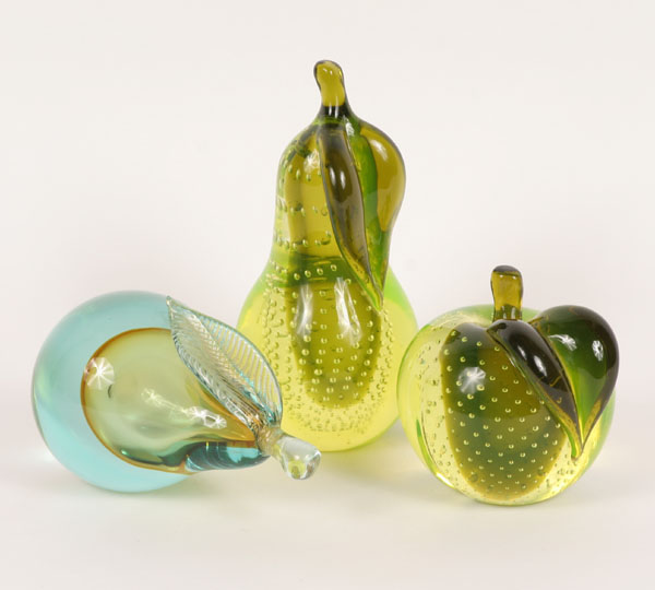 Murano art glass fruit: two with