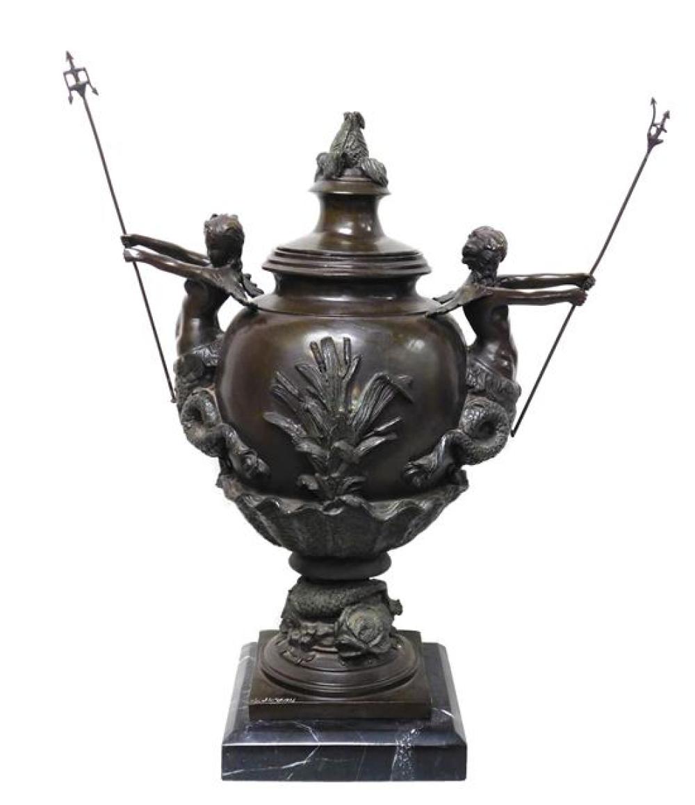 AFTER AUGUSTE MOREAU BRONZE URN