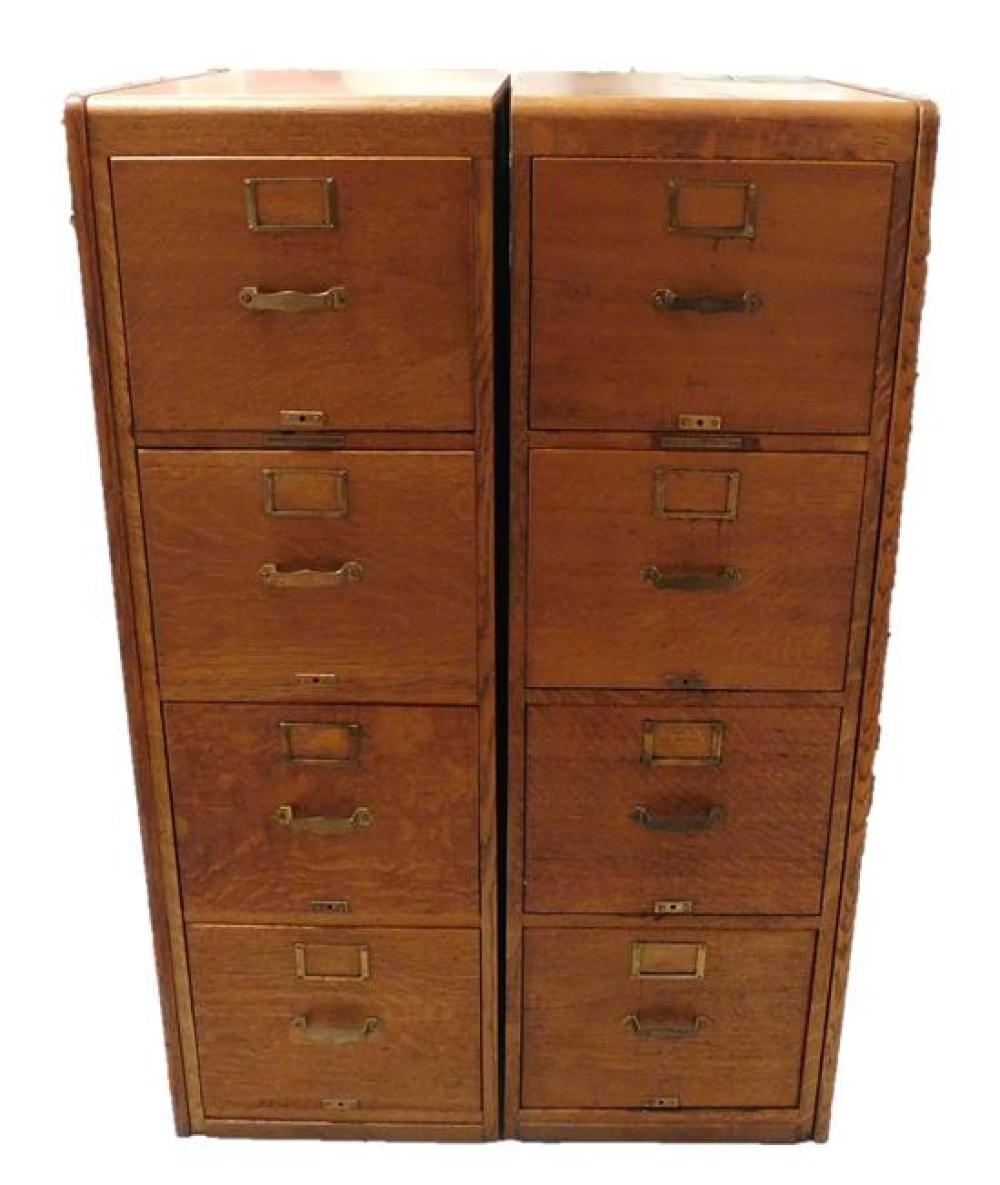 PAIR OF OAK FOUR DRAWER FILE CABINETS 31d22a