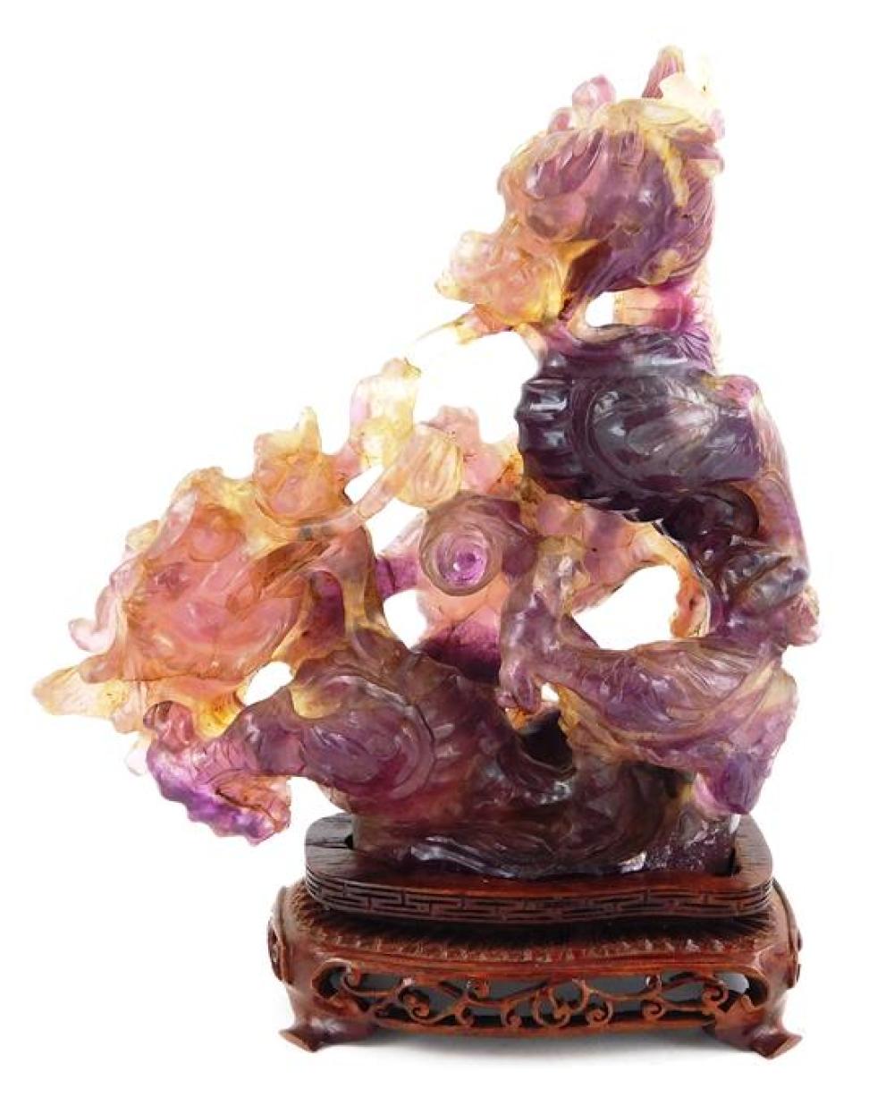 ASIAN CARVED AMETHYST GROUP SCULPTURE 31d22c