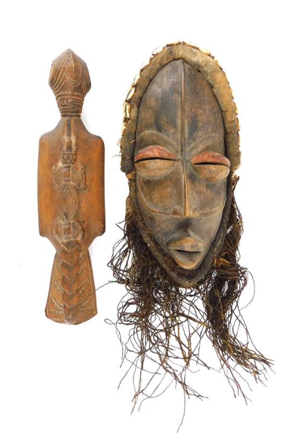 TRIBAL: CARVED WOOD MASK WITH COWRIE