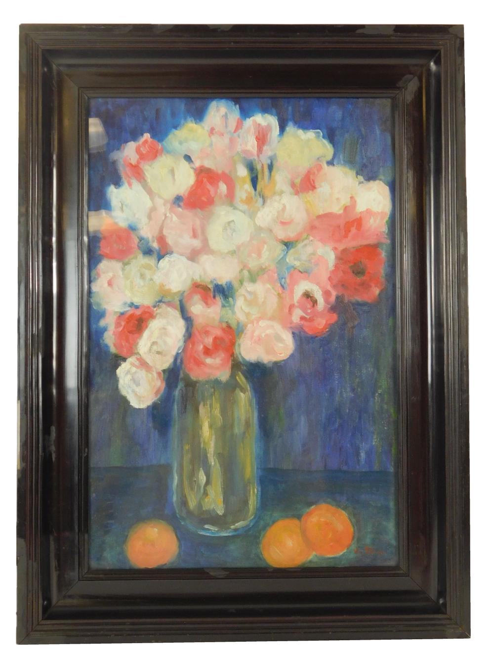 MODERN FLORAL STILL LIFE, OIL ON CANVAS,