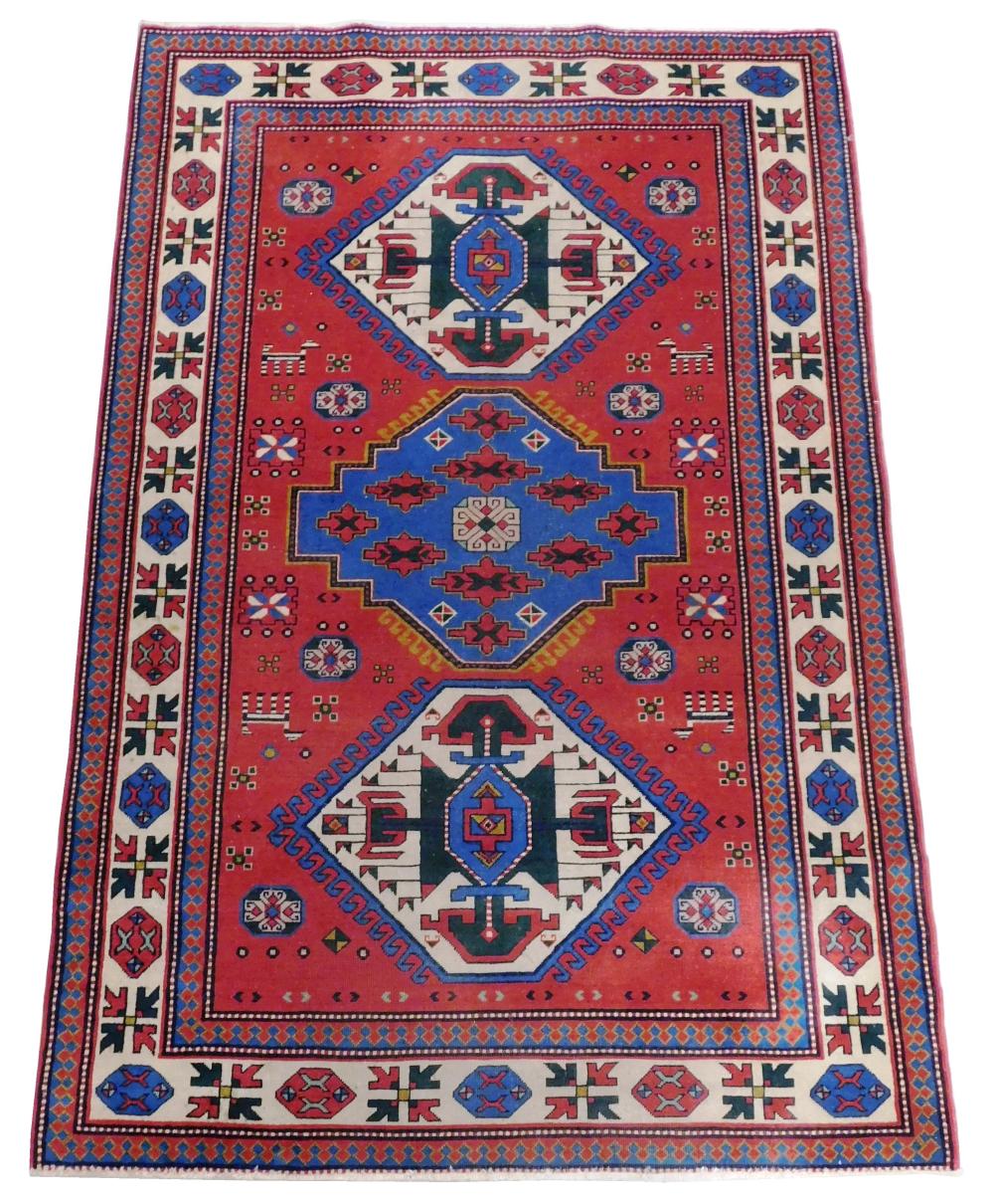 RUG: SEMI-ANTIQUE CAUCASIAN KAZAK,