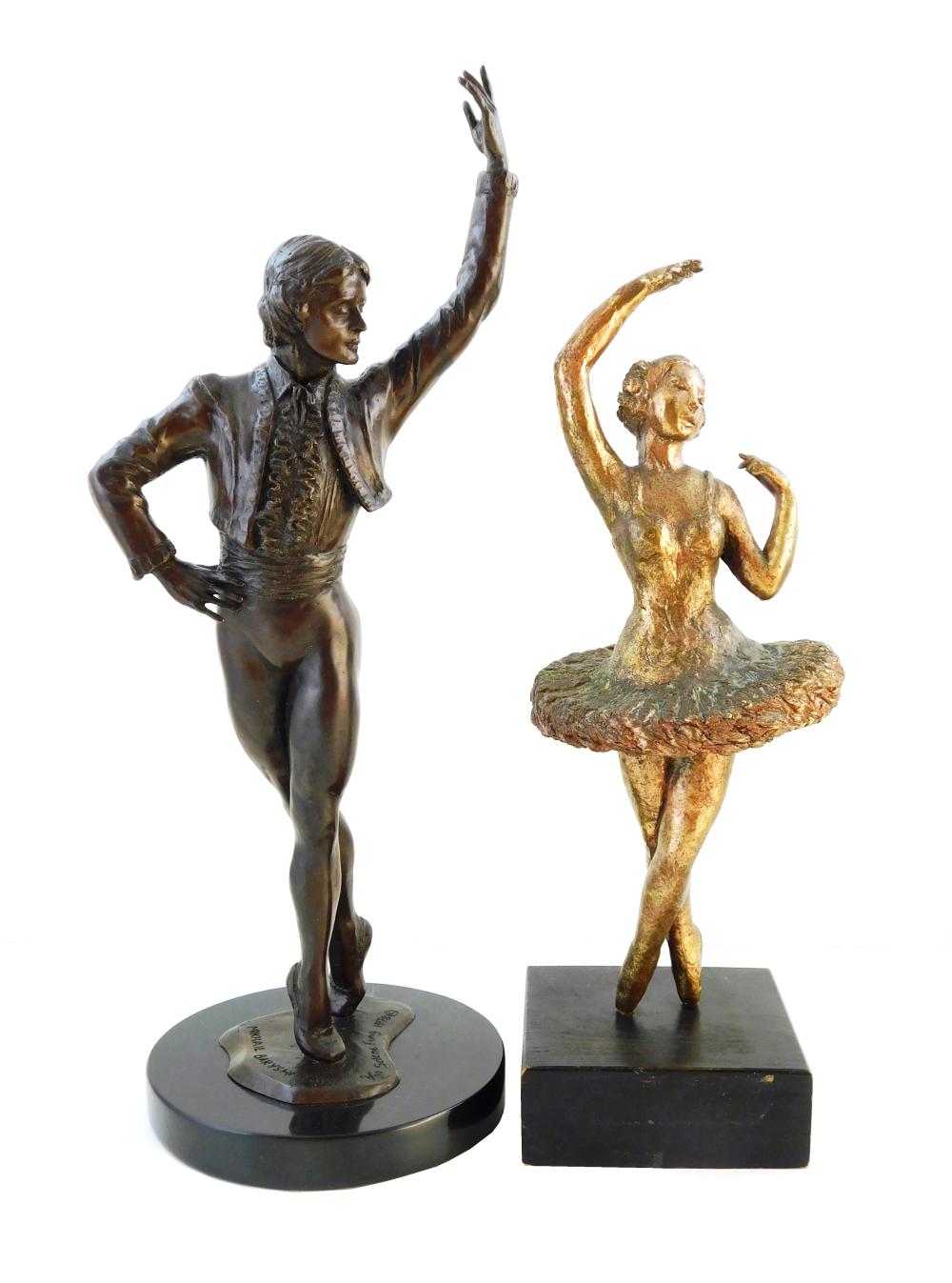 TWO BRONZE BALLET FIGURES: "MIKHAIL