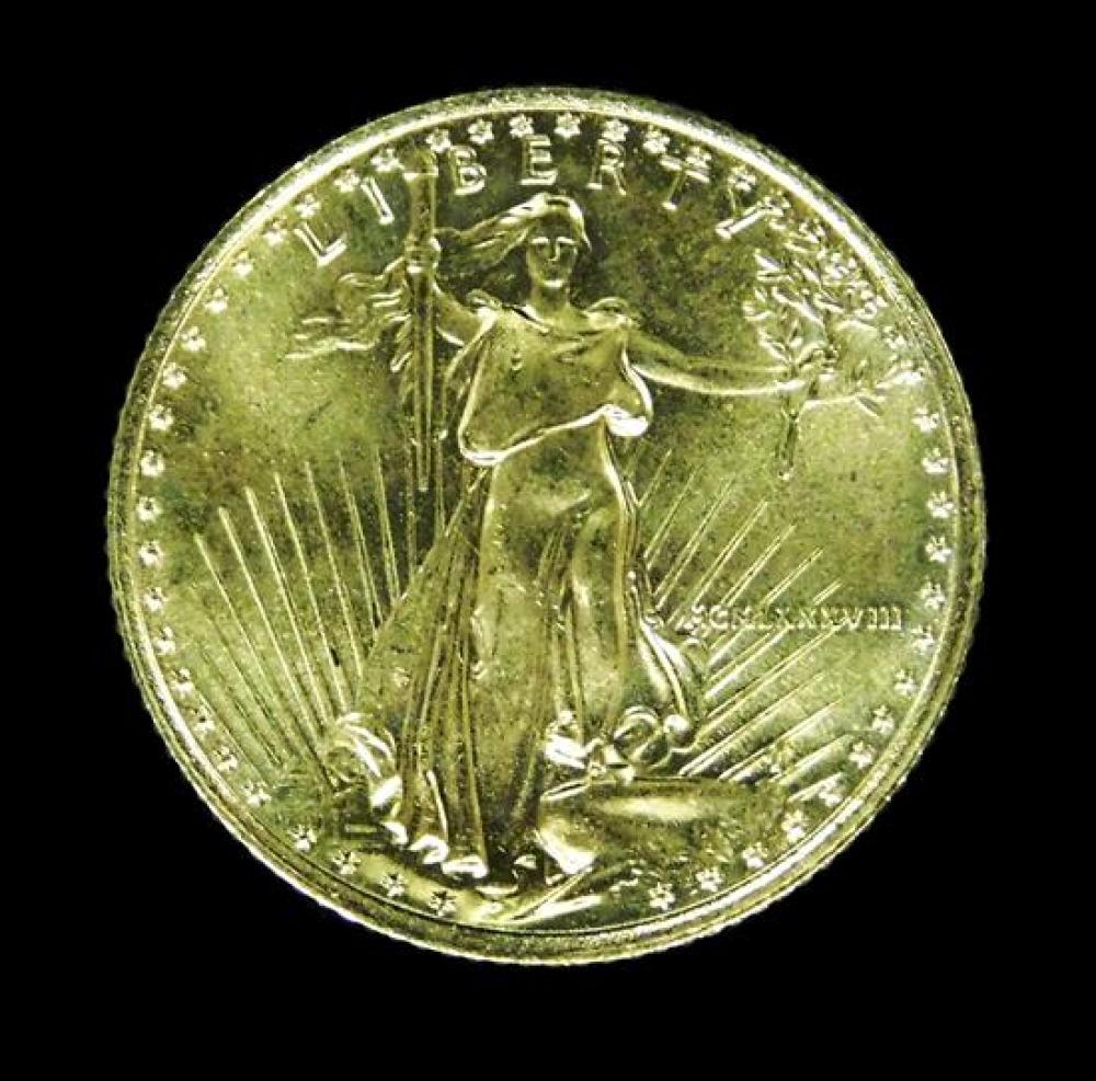 †COIN: 1988 $5 DOLLAR US GOLD