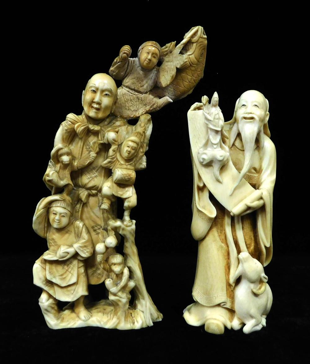 ASIAN TWO 19TH 20TH C IVORY 31d32c