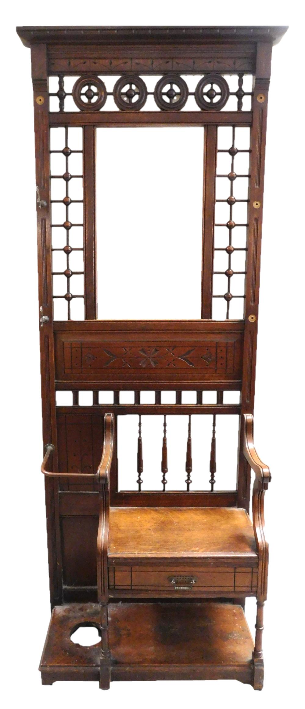 VICTORIAN HALL RACK WITH SEAT  31d331
