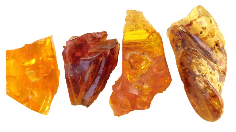 AMBER AND AMBER TYPE, FOUR PIECES,