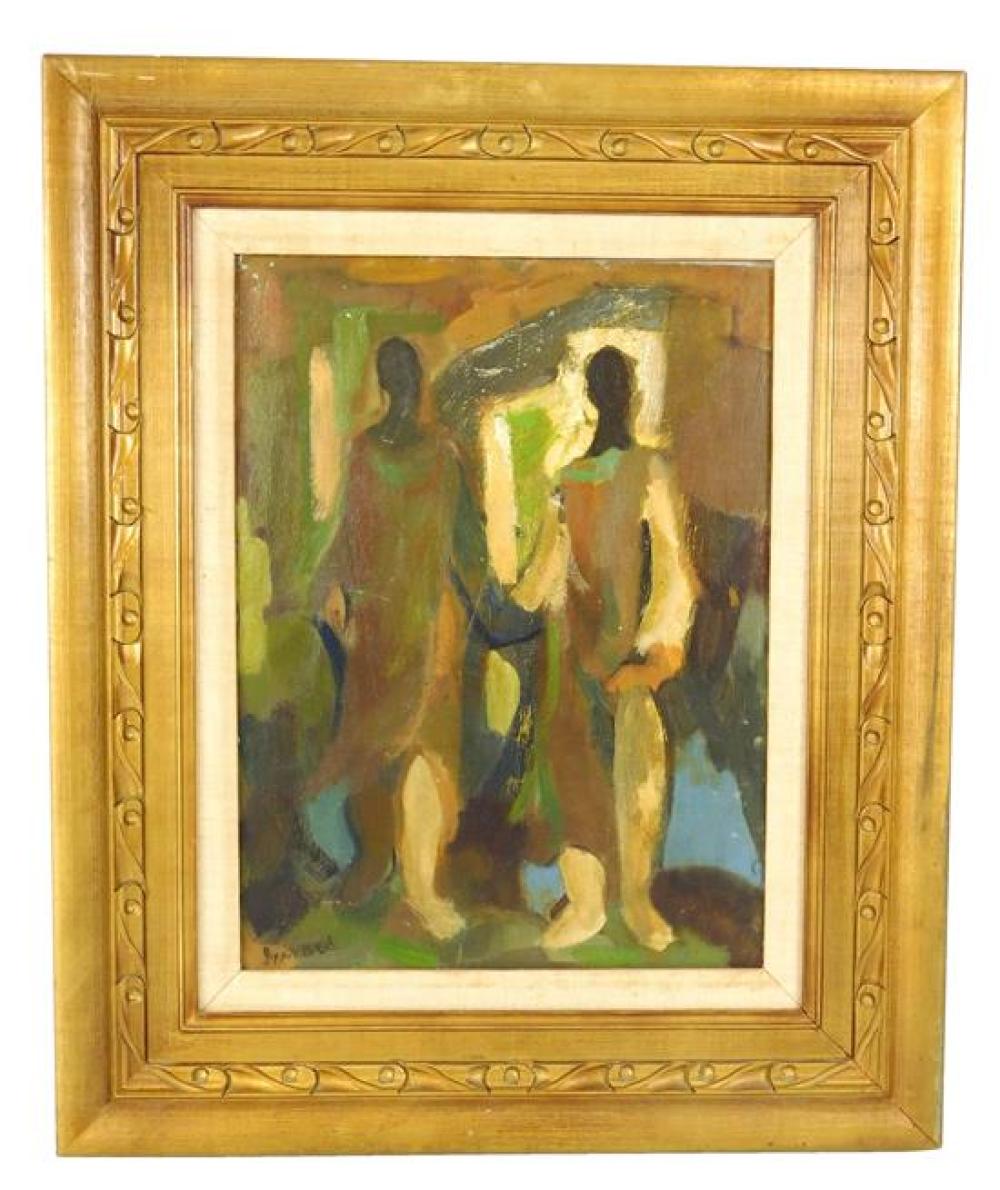 MODERN ABSTRACT SCENE OIL ON MASONITE  31d387