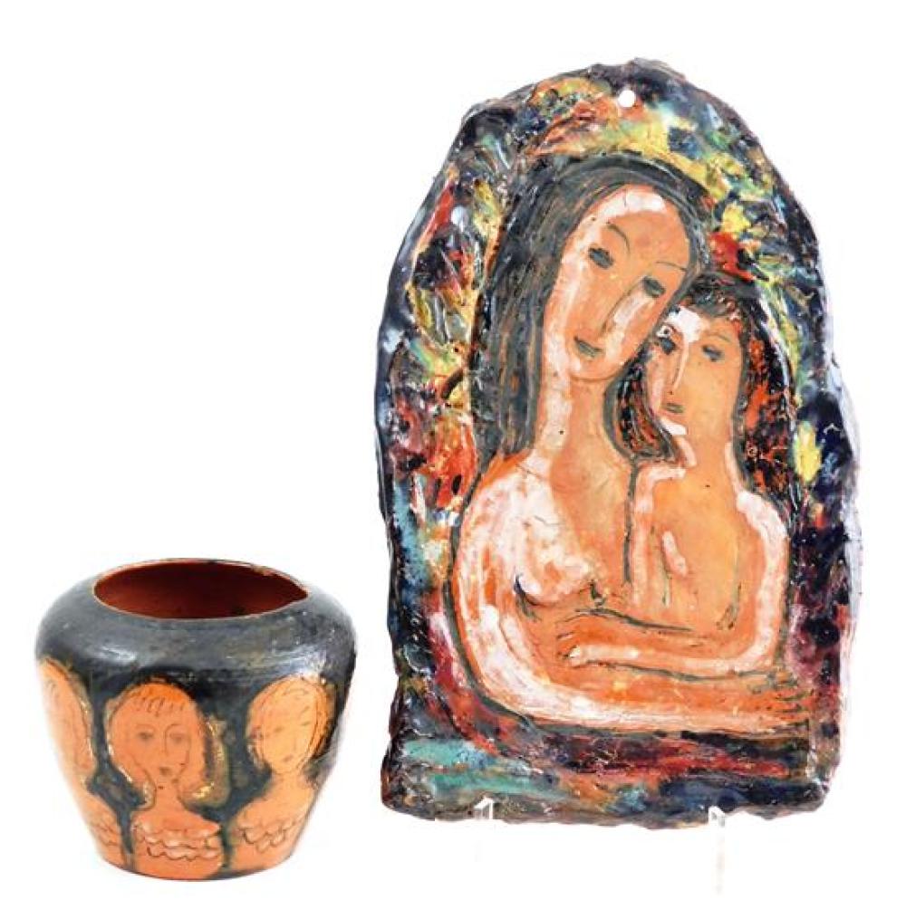 TWO CERAMIC PIECES BY MARION HUSE