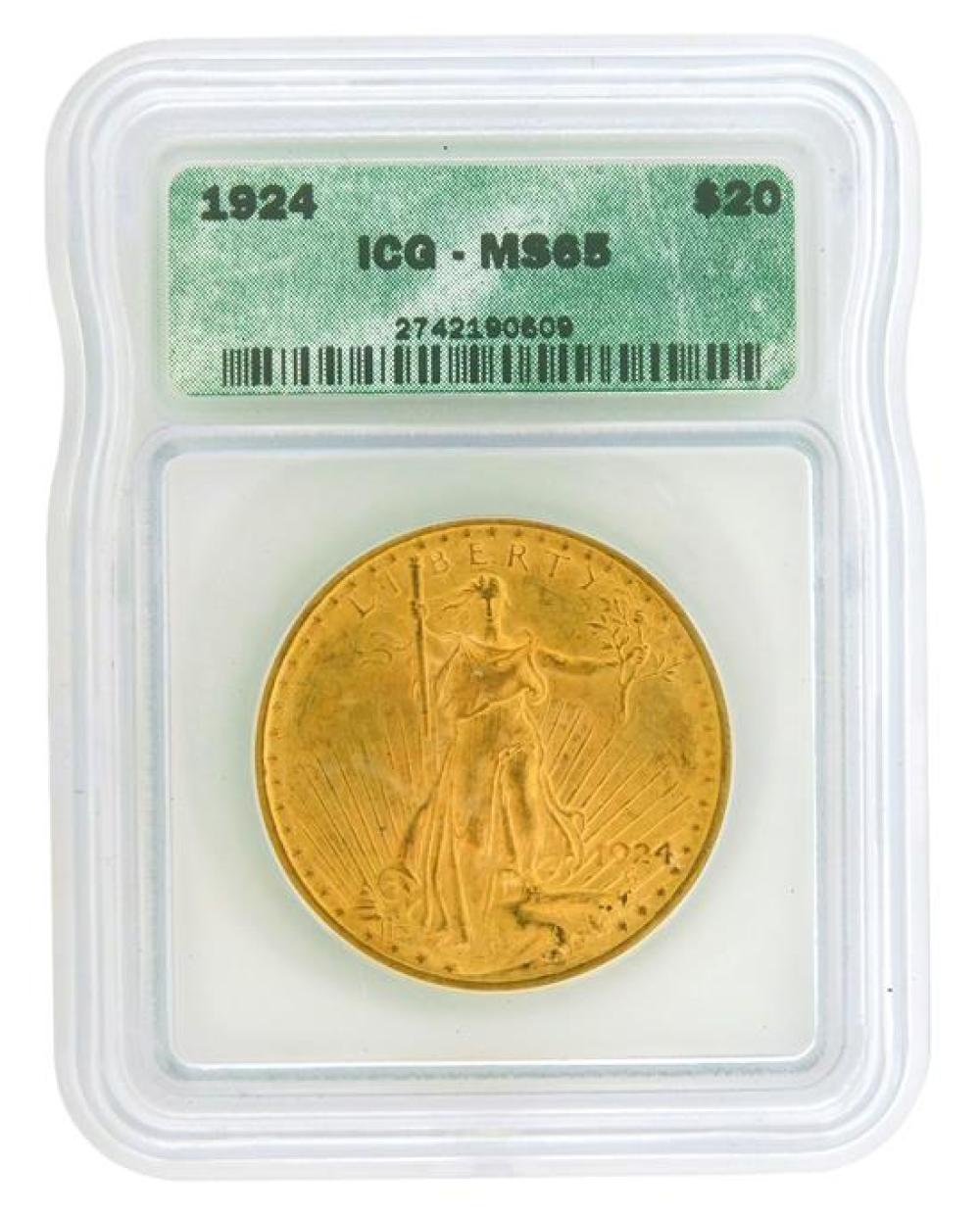 †COIN: 1924 $20 ST GAUDENS GOLD,