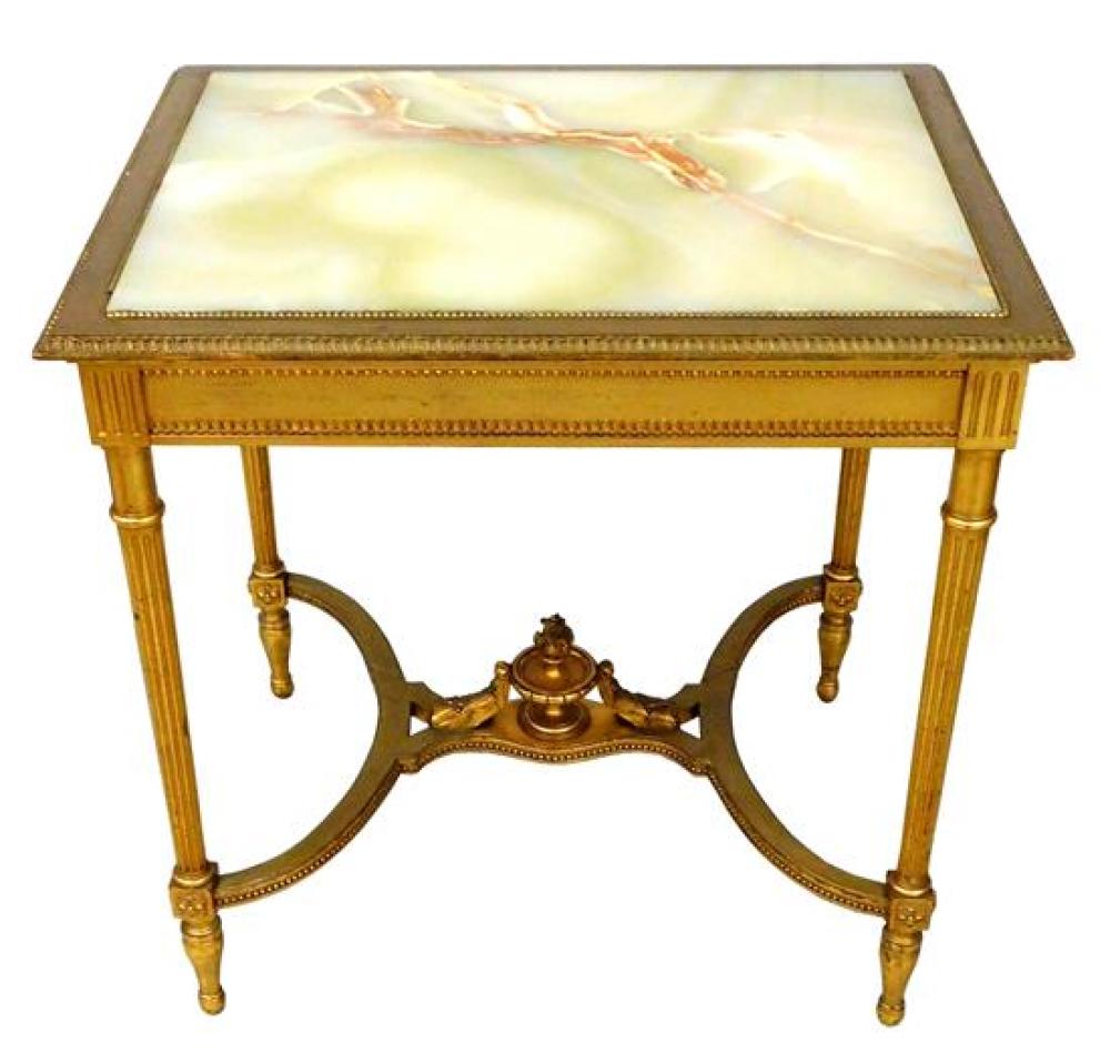 TABLE WITH ONYX INSET TOP ON GOLDEN 31d3ae