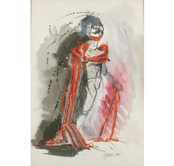 R. Green, vintage costume study/design/illustration