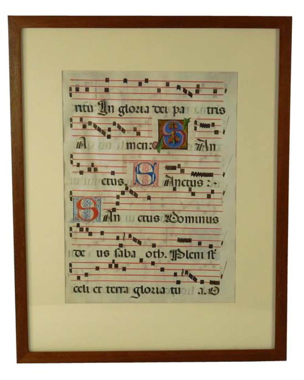 ILLUMINATED ANTIPHONAL MUSIC SHEET,