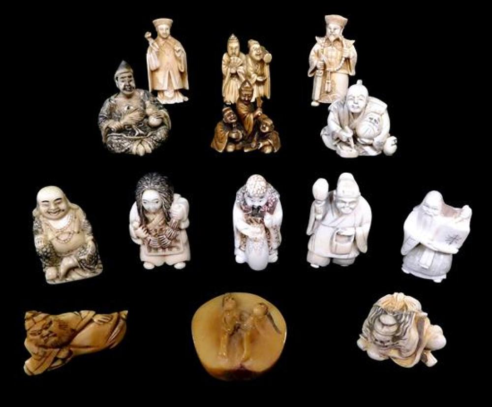 ASIAN FOURTEEN NETSUKE JAPANESE  31d3ec