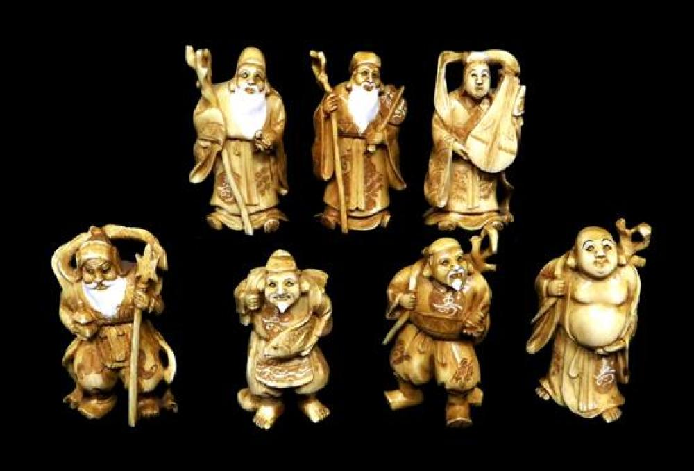 ASIAN SET OF SEVEN LUCKY GODS IMMORTALS  31d3ed