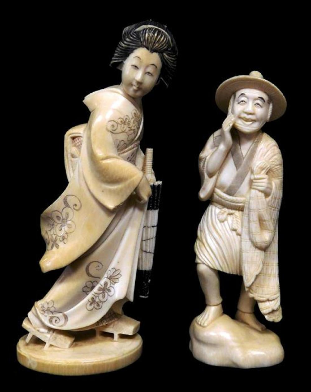 ASIAN: TWO JAPANESE OKIMONO CARVINGS,