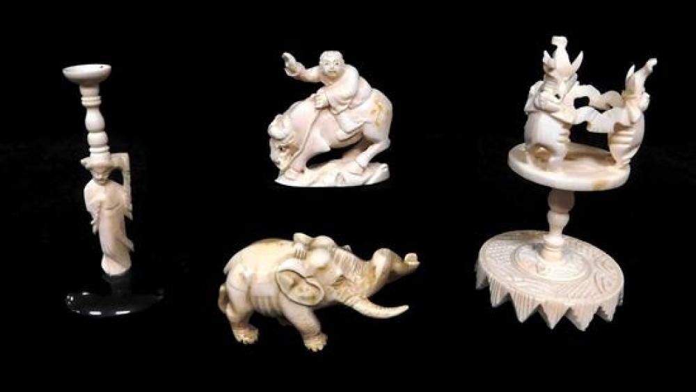 ASIAN: FOUR IVORY CARVINGS, ASIAN,