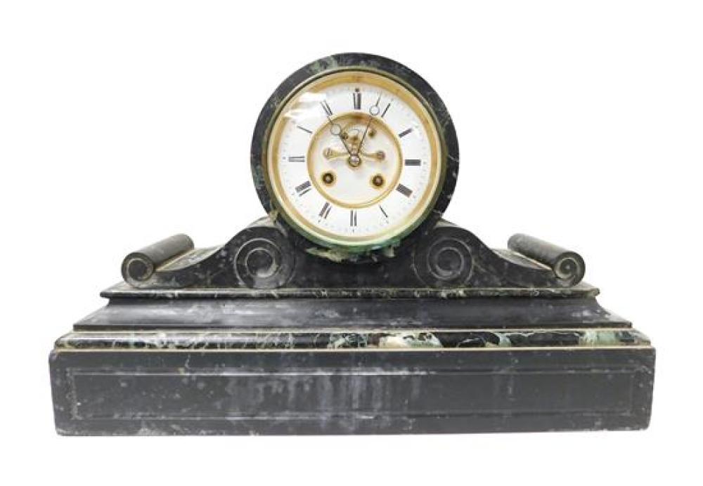 MARBLE MANTEL CLOCK, LATE 19TH