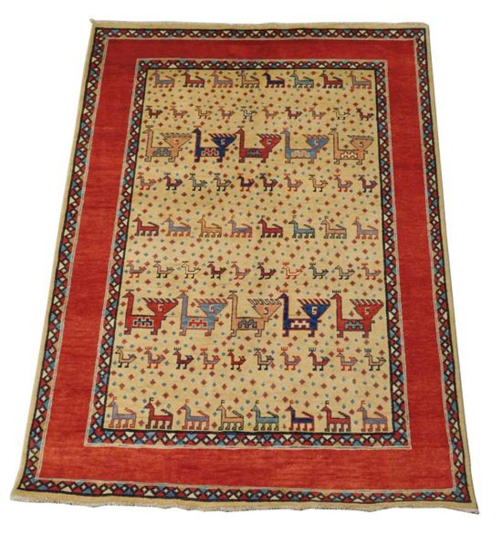 RUG: UZBEK SHERVAN, 5' X 6' 7",