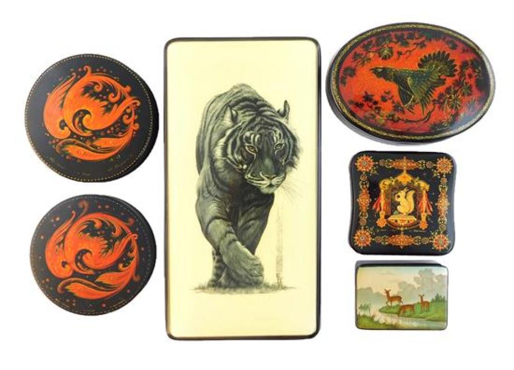 RUSSIAN HAND-PAINTED LACQUER BOXES,