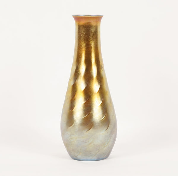 Tiffany gold Favrile art glass vase.