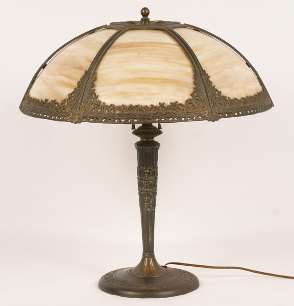 Caramel slag glass table lamp,