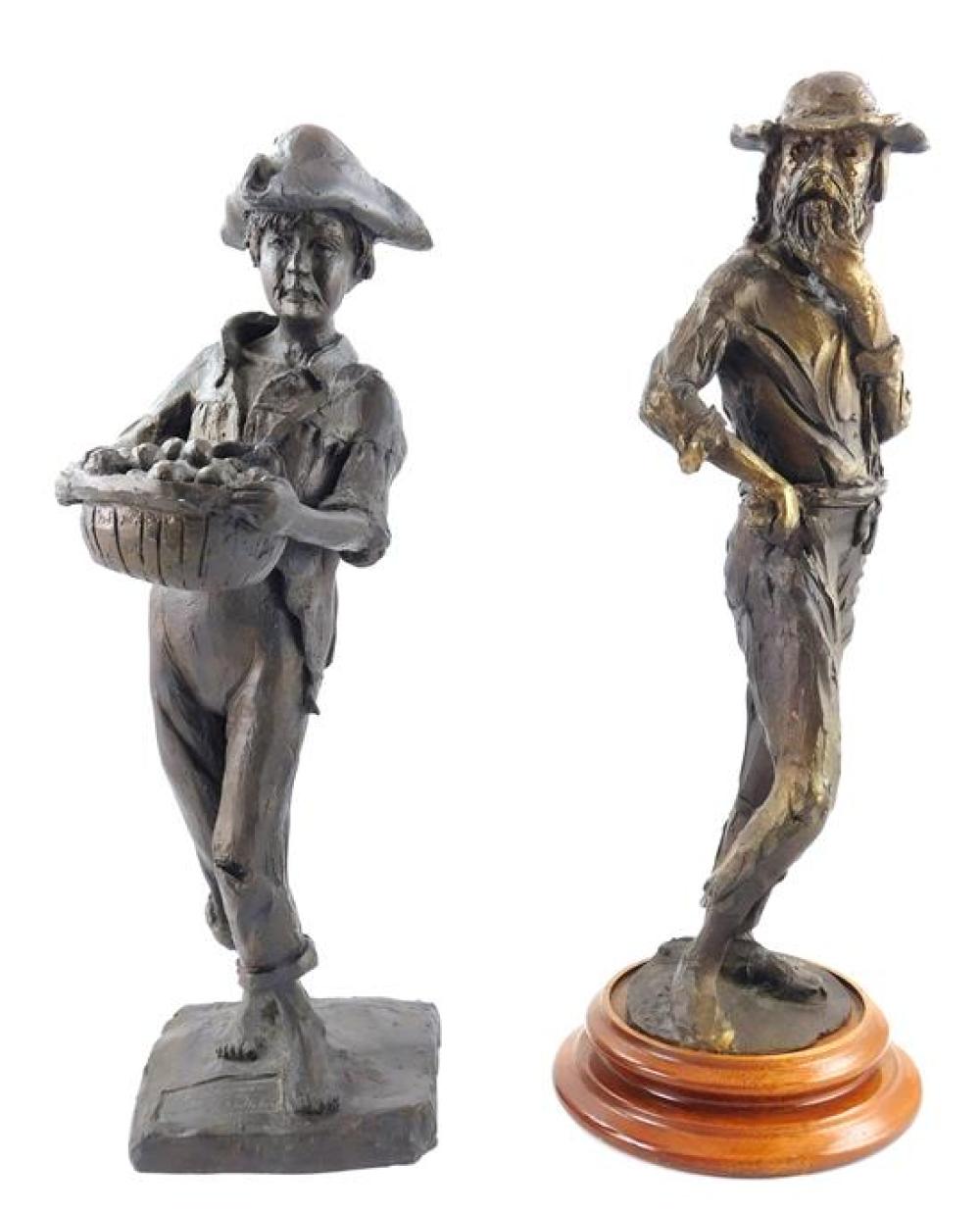 TWO BRONZE-FINISH SCULPTURES BY