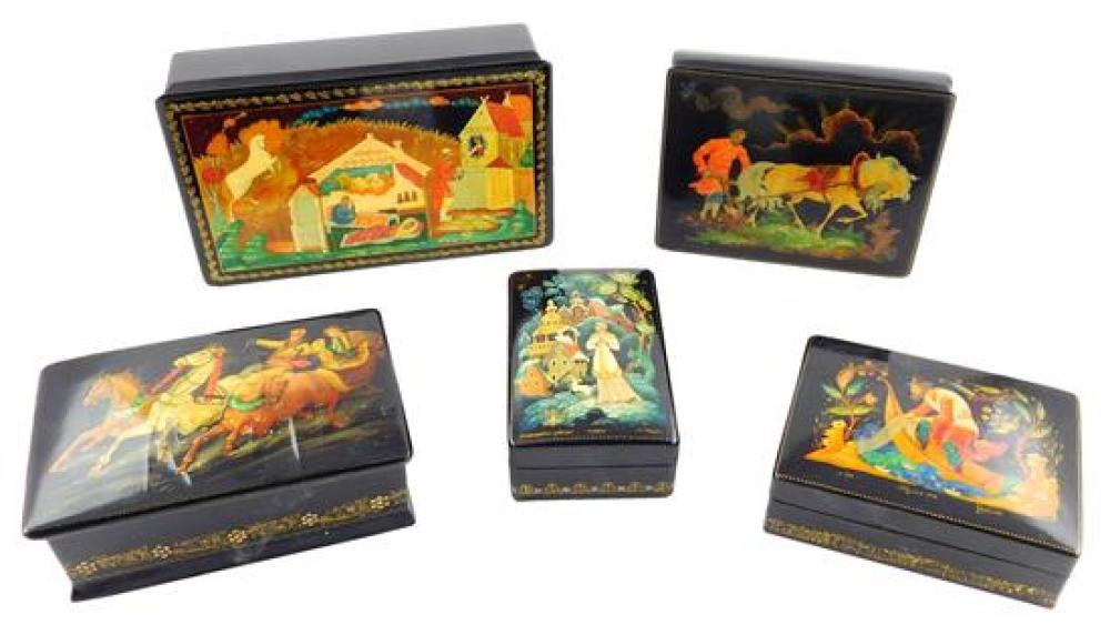 RUSSIAN HAND-PAINTED LACQUER BOXES,