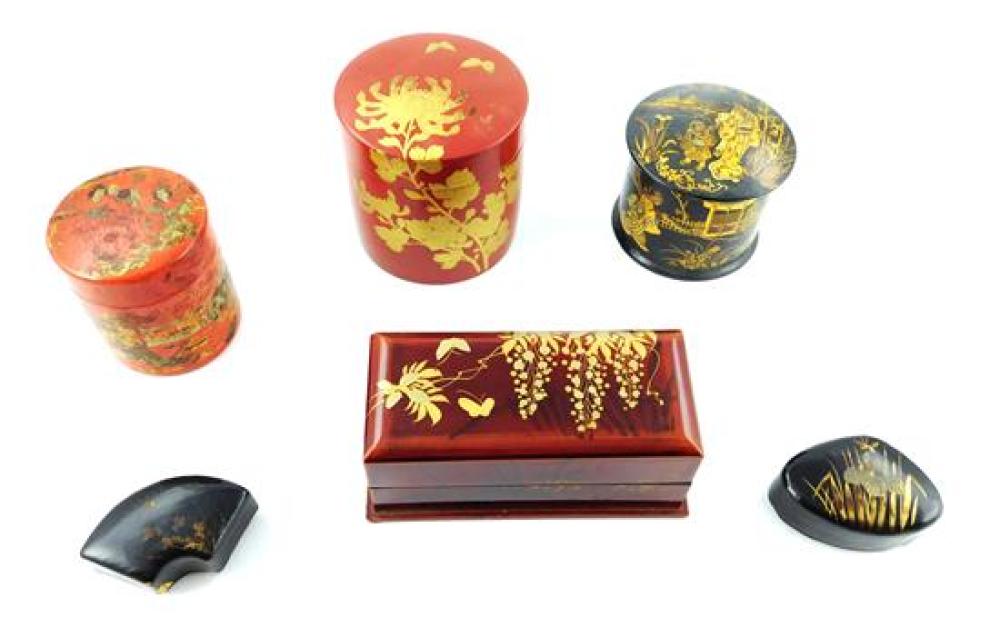 ASIAN LACQUER SIX ASSORTED BOXES  31d565