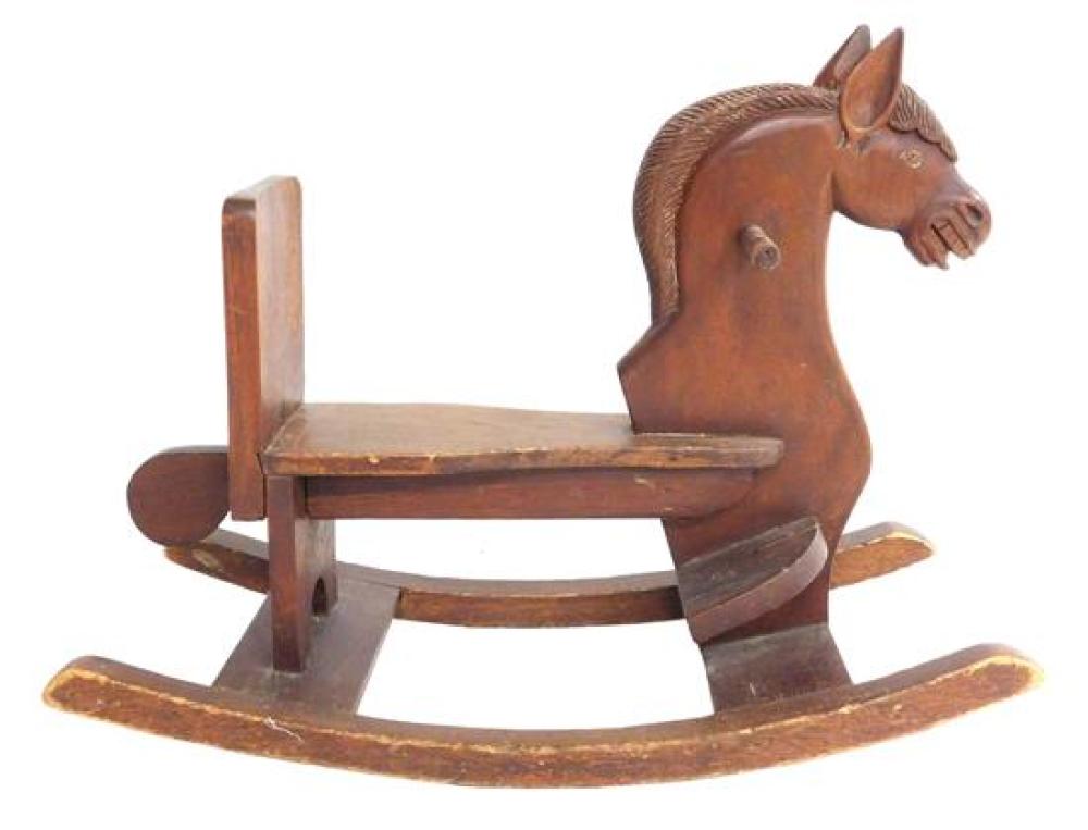 ROCKING HORSE, CARVED WOOD WITH