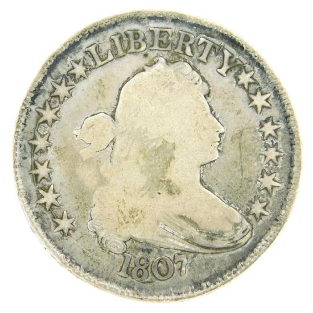 COIN: 1807 DRAPED BUST HALF DOLLAR,