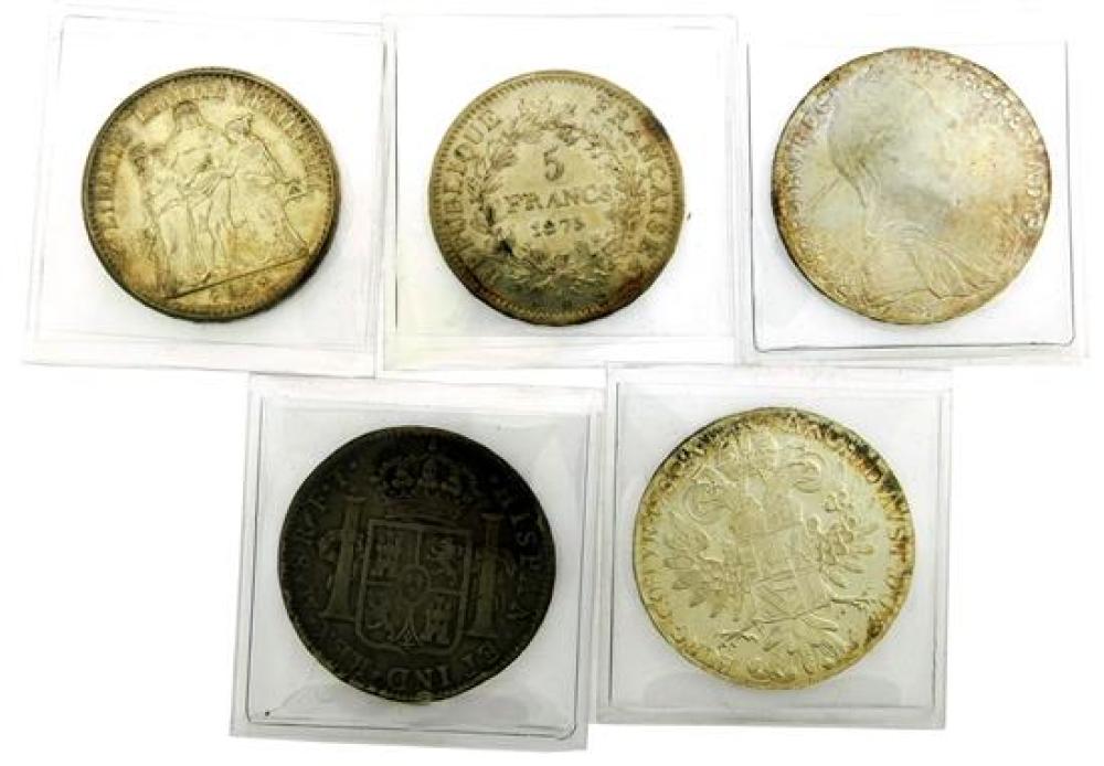 COINS: LOT OF FIVE CROWN SIZE WORLD