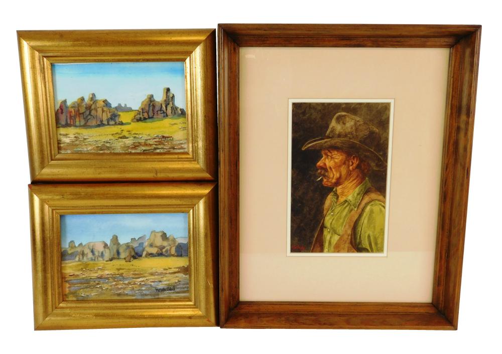 THREE WATERCOLOR PAINTINGS WESTERN 31d624