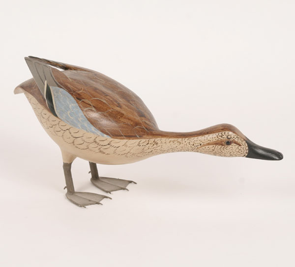 Artist duck decoy with sculpted