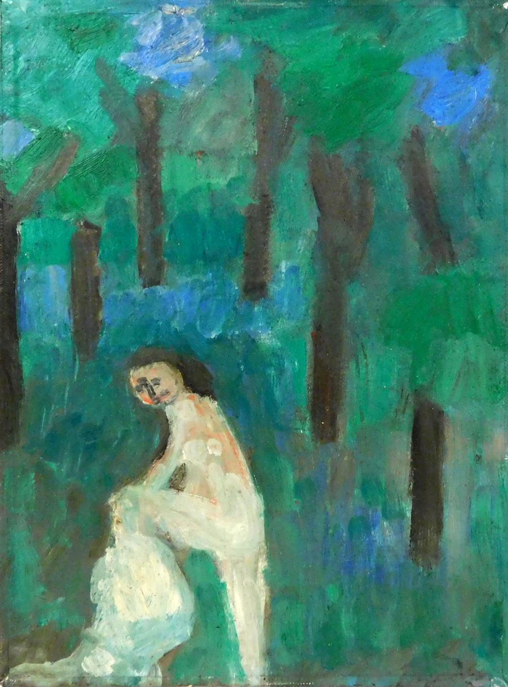 "NUDE IN FOREST", C. 1955, OIL